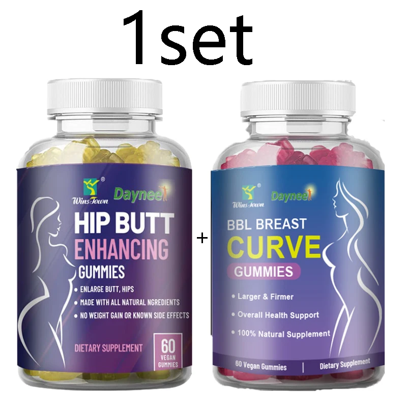 1 set of buttocks gummies+chest gummies to enhance immunity and have a perfect body curve health food