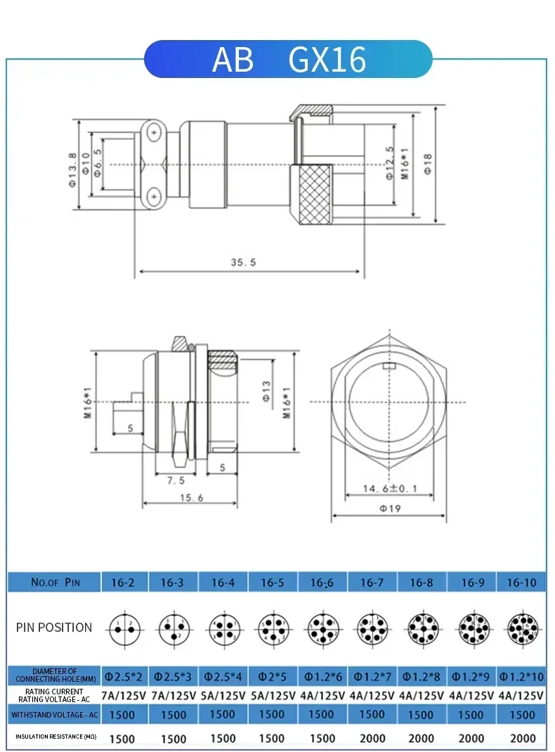 5/10/20Set GX12 GX16 GX20 2 3 4 5 6 7 8 9 10 12 14 15 Pin Male&Female Docking Aviator Aviation Plug Socket Circular Connector