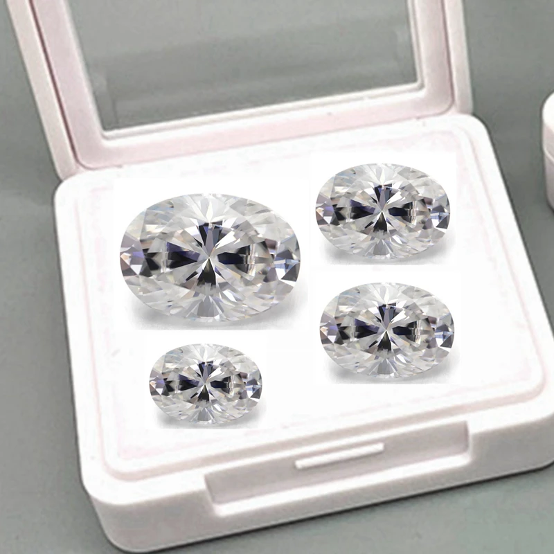 Boxed Loose White Sapphire Test Mohs Hardness Gems Oval Faceted Cut AAAA VVS Loose Gemstone zur Schmuckherstellung