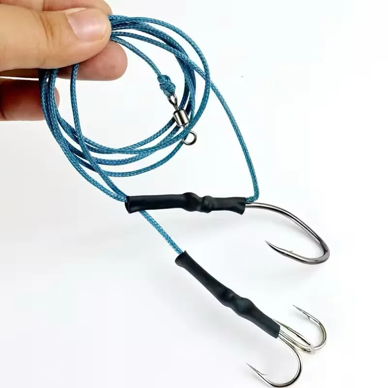 Kit rig pêche silure nocturne eau douce hameçons simple/triple avec alarme morsure et bas de ligne anti-dent