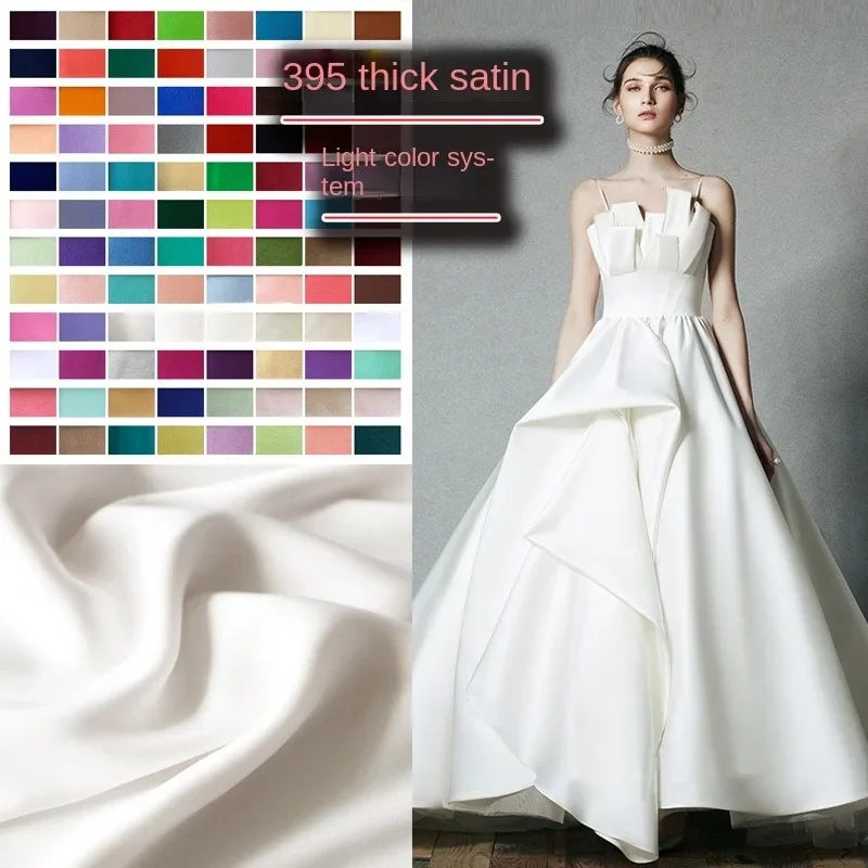 395 High Quality Wedding Dress Satin Fabric By Yard Textile Thick Satin High-end Printable Fabric Fabrics