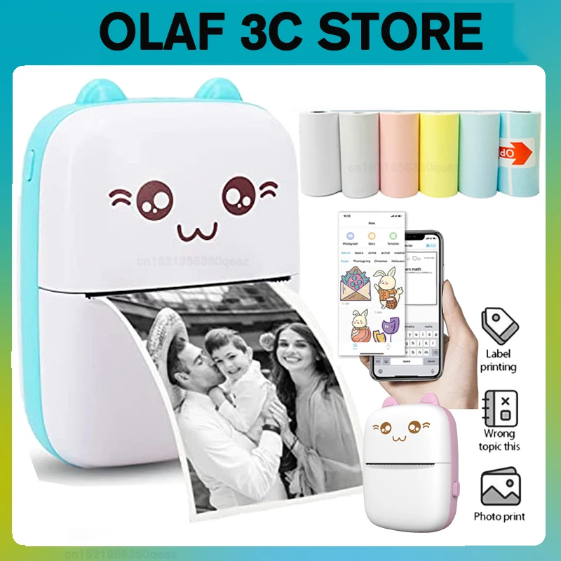 Mini Stampante Termica Portatile In Modalità Wireless Bt 203Dpi Photo Label Memo Stampa Di Domande Errori Con Cavo Usb Imprimante Portatile