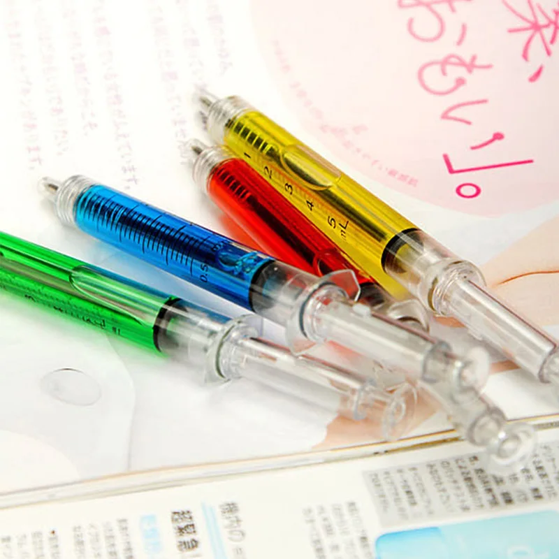 Ballpoint Pen Creative Simulation Colored Needle Nurse Hospital Office School Stationery Household Items Color Random