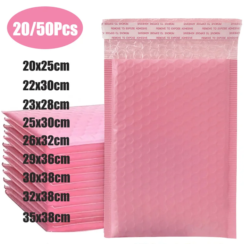 

20/50Pcs Pink Poly Bubble Mailers Padded Envelopes Bulk Bubble Lined Wrap Polymailer Bags for Shipping Packaging Maile Self Seal