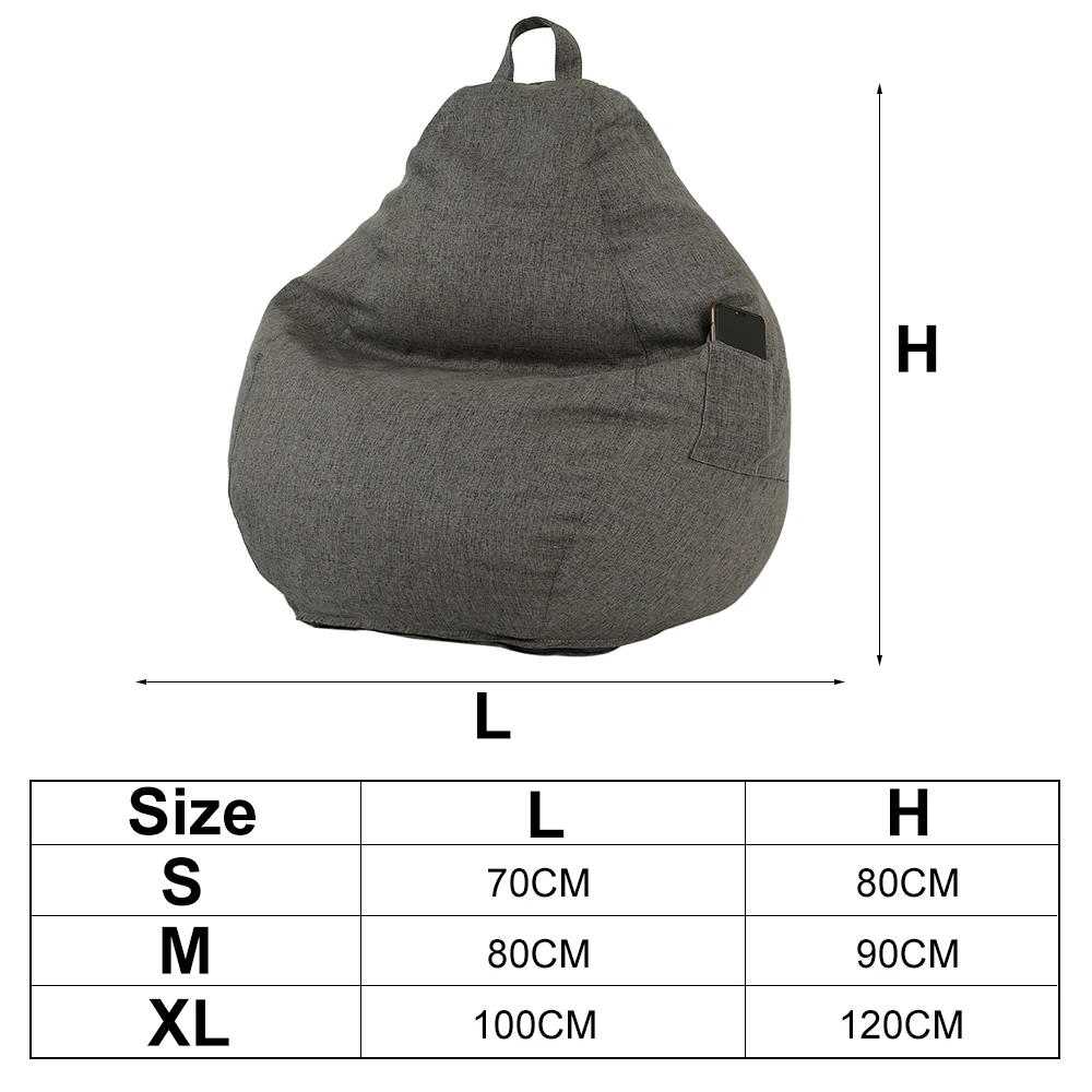 Cotton Linen Bean Bag Cover for Adults Large Lazy Sofa Chair