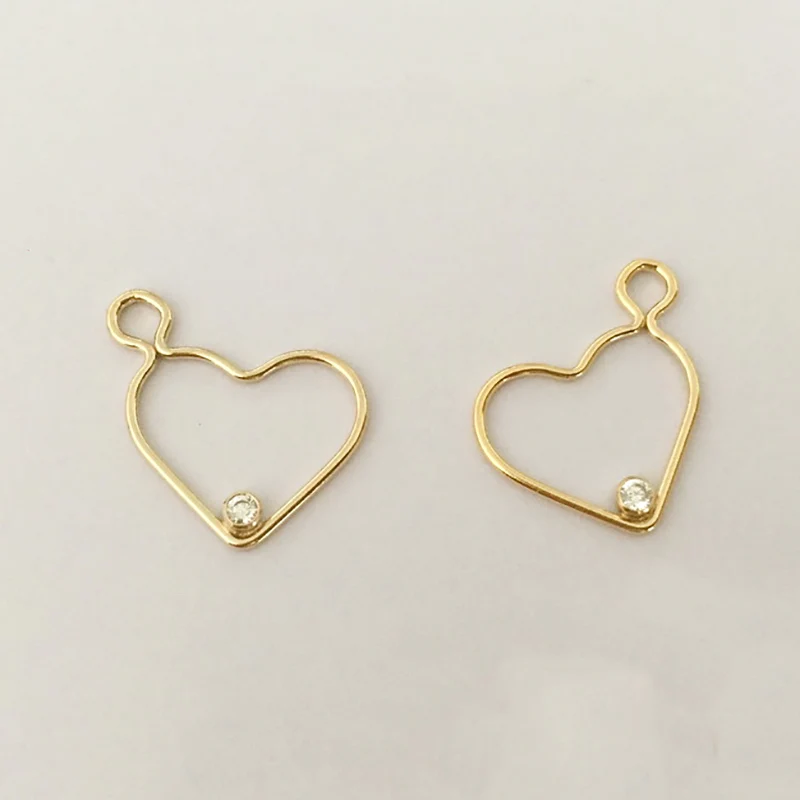 14K Vergoldete Herzanhänger mit 2mm Fassung, Vergoldeter Fassungsanhänger, Links-Rechts-Herzanhänger, Stein-Fassung, Anhänger-Fassung – Detail 9