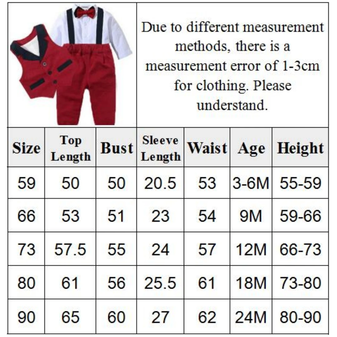 Baby Suits Newborn Boy Clothes Romper + Vest Infant Formal Clothing Outfit Party Bow Tie Children Toddler Birthday Dress 0- 24 M - 6