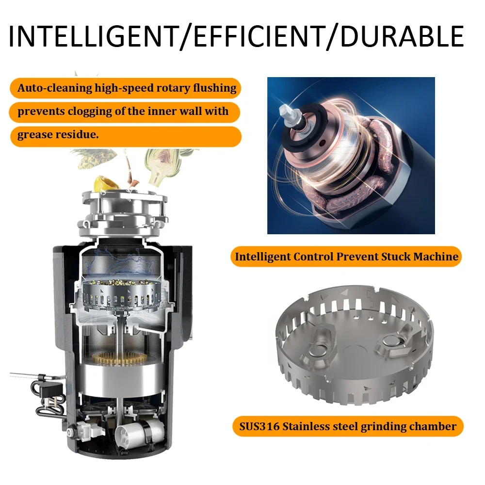 Kitchen sink garbage disposal shredder processor machine food waste disposer with CE CB disposer garbage food