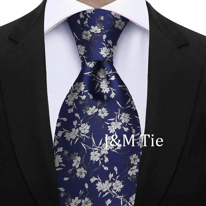 7 cm florale Seidenkrawatte für Männer, elegantes Pfauenblau, blaugrün, grau, meistverkaufte Business-Krawatte, Hochzeit, Büro, Modeaccessoires, Geschenk – Detail 28