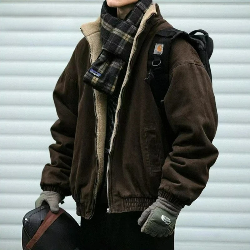 Japanese Vintage MenPolar Wool Jacket Winter High Quality Coat