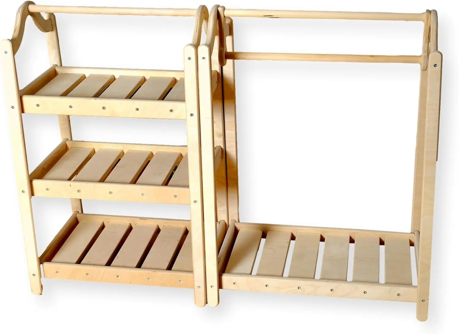 Clothing Rack and Wardrobe Set Premium Kids Wood Furniture Toddler Wardrobe Set Toddler and Dress Up Station Ch