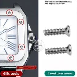 Cartier Santos 100 Watch Stainless Steel Screw Set with Free Tools - Premium Metal Accessories - Santos Men watch (2 face cover screws)