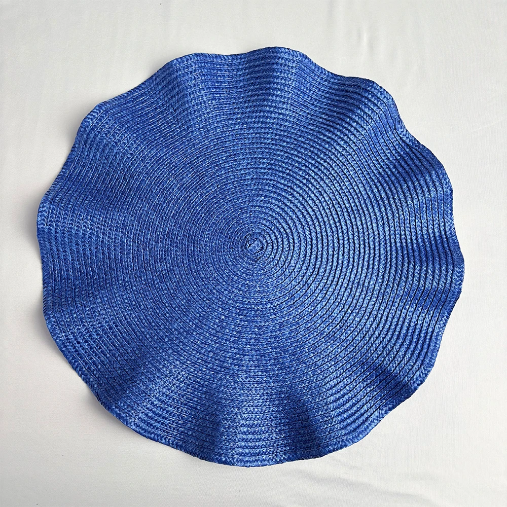 Set of 6 Heat-Resistant Woven Round Placemats with Corrugated Edges