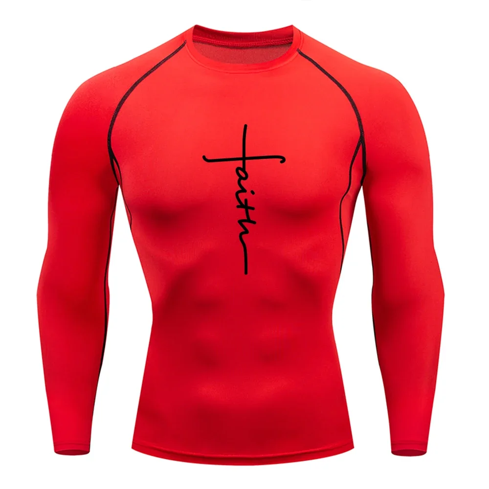 Print Compression Running T Shirt Fitness Men Tight Long Sleeve Tshirt Training Jogging Shirts Gym Sportswear Quick Dry rashgard