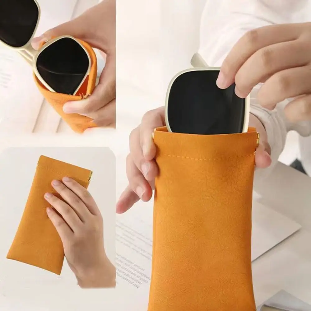 

Soft PU Leather Glasses Bag Sunglasses Box Portable Waterproof Pouch Glasses Protective Cover Eyewear Storage Bag