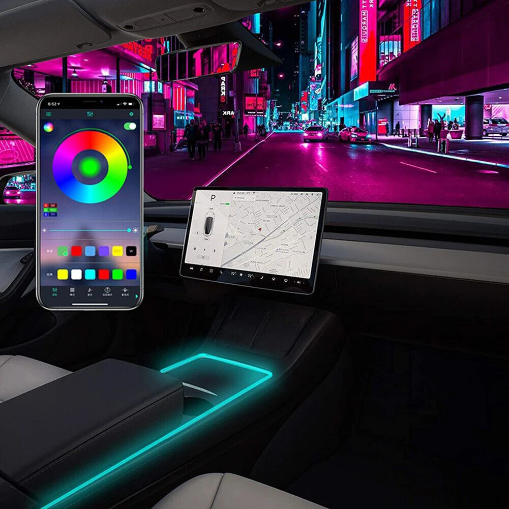 Car Interior Ambient Lights Center Console Dashboard Neon Light APP