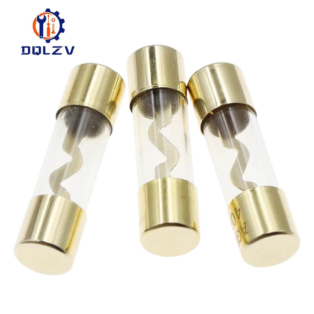 Car Fuse Gold Plated Glass AGU Fuses 5Pcs Pack 10A 15A 20A 25A 30A 40A 50A 60A 70A 80A 100A for Car Audio Amp