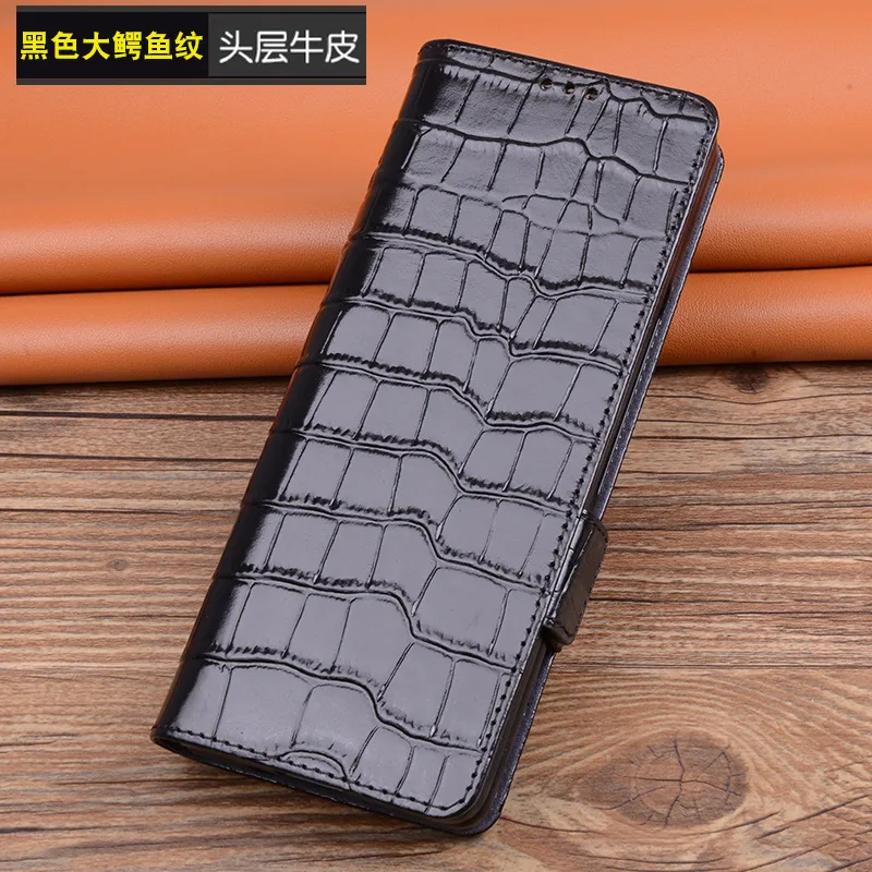 Genuine Cowhide Leather All-inclusive Flip Case For Samsung Galaxy Z Fold 5 4 3 Fold5 3D Alligator Grids Litchi Grain Full Cover