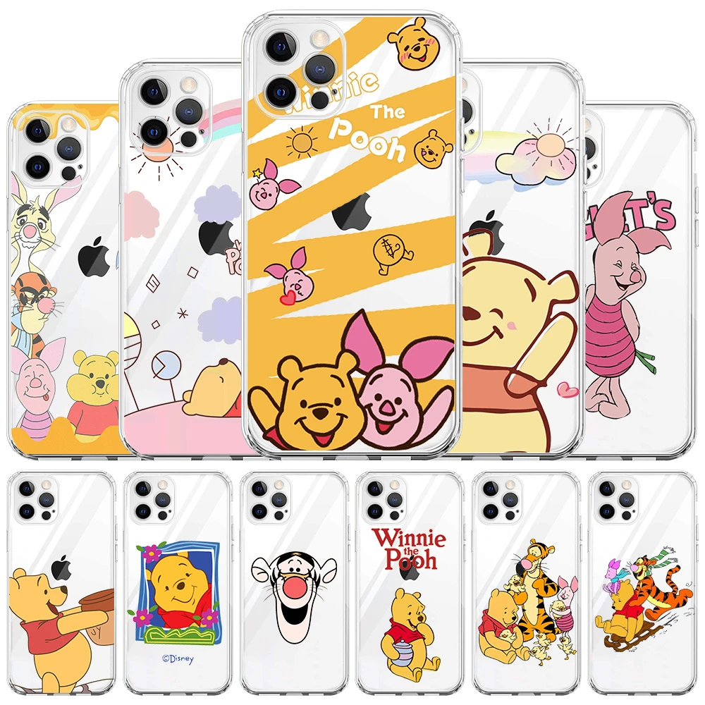 Winnie Pooh Bear Tigger Piglet Cute Clear Case For Apple iPhone 13 11 12 Pro Max 7 + XR 8 X 6 6S Plus XS 2022 Soft Phone Cover iphone 13 mini case clear