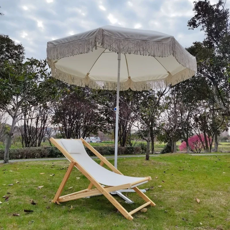 Tassel Beach Umbrella South Korea Vintage Outdoor Camping Leisure Sunshade Sun Protection Pole