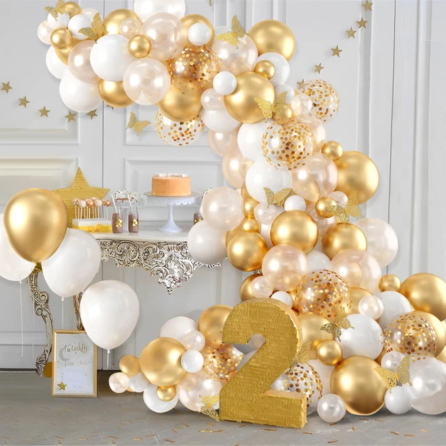 Balloons Birthday Party Decoration Gold White  Gold White Wedding  Decoration - Latex - Aliexpress