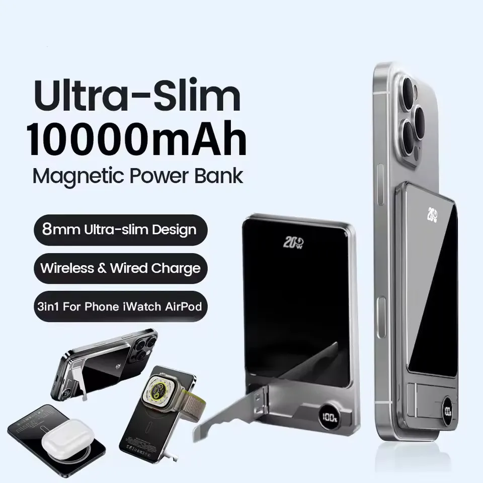 Ultra-thin Magnetic Power Bank Wireless Fast Charging Portable Battery for Apple Watch iPhone Samsung for Magsafe Powerbank