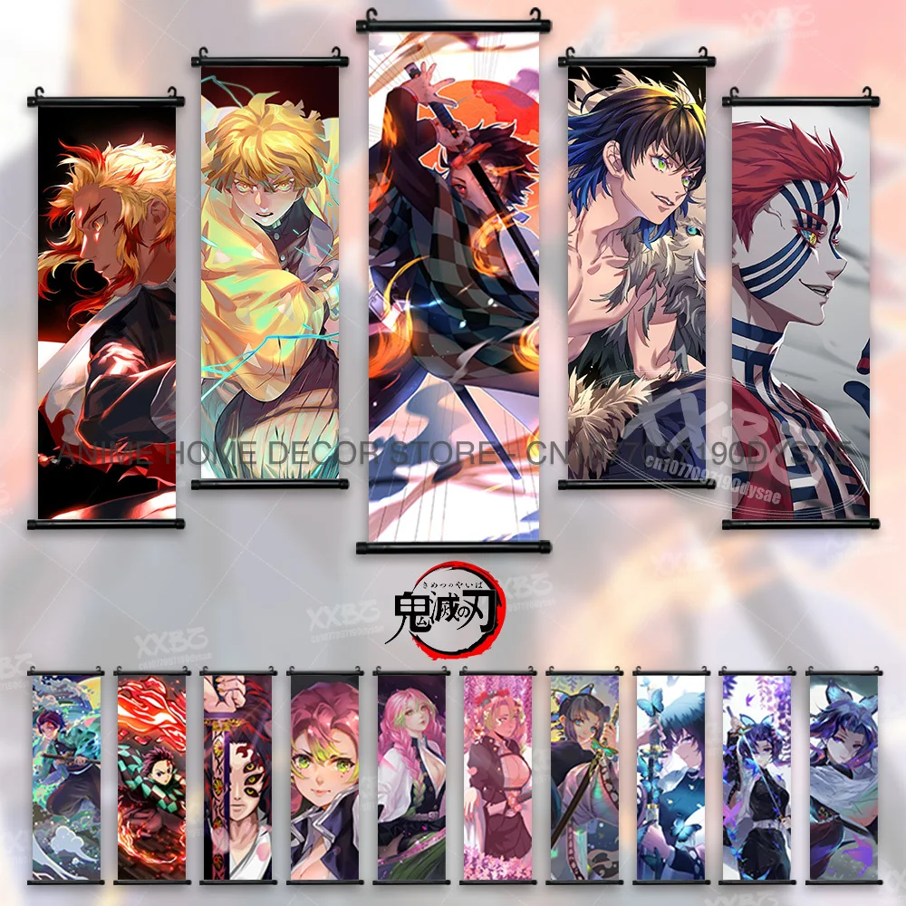 Dämonentöter: Dämonentöter: Kimetsu no Yaiba Poster Anime Home Decorative Kamado Tanjiro hängende Malerei Agatsuma Zenitsu Scroll Bild