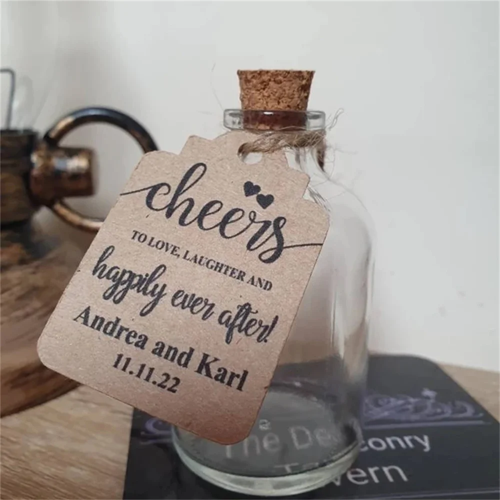 Love Laughter and Happily Ever After Personalized Cork Coaster Wedding  Favors for Guests 