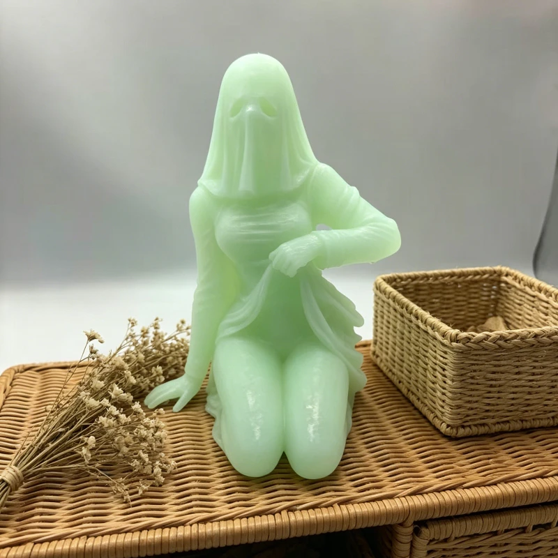 어두운 녹색의 귀여운 유령 피규어, 거실과 침실을 위한 장식품, 무시무시한 데스크탑 장식, 이상적인 선물