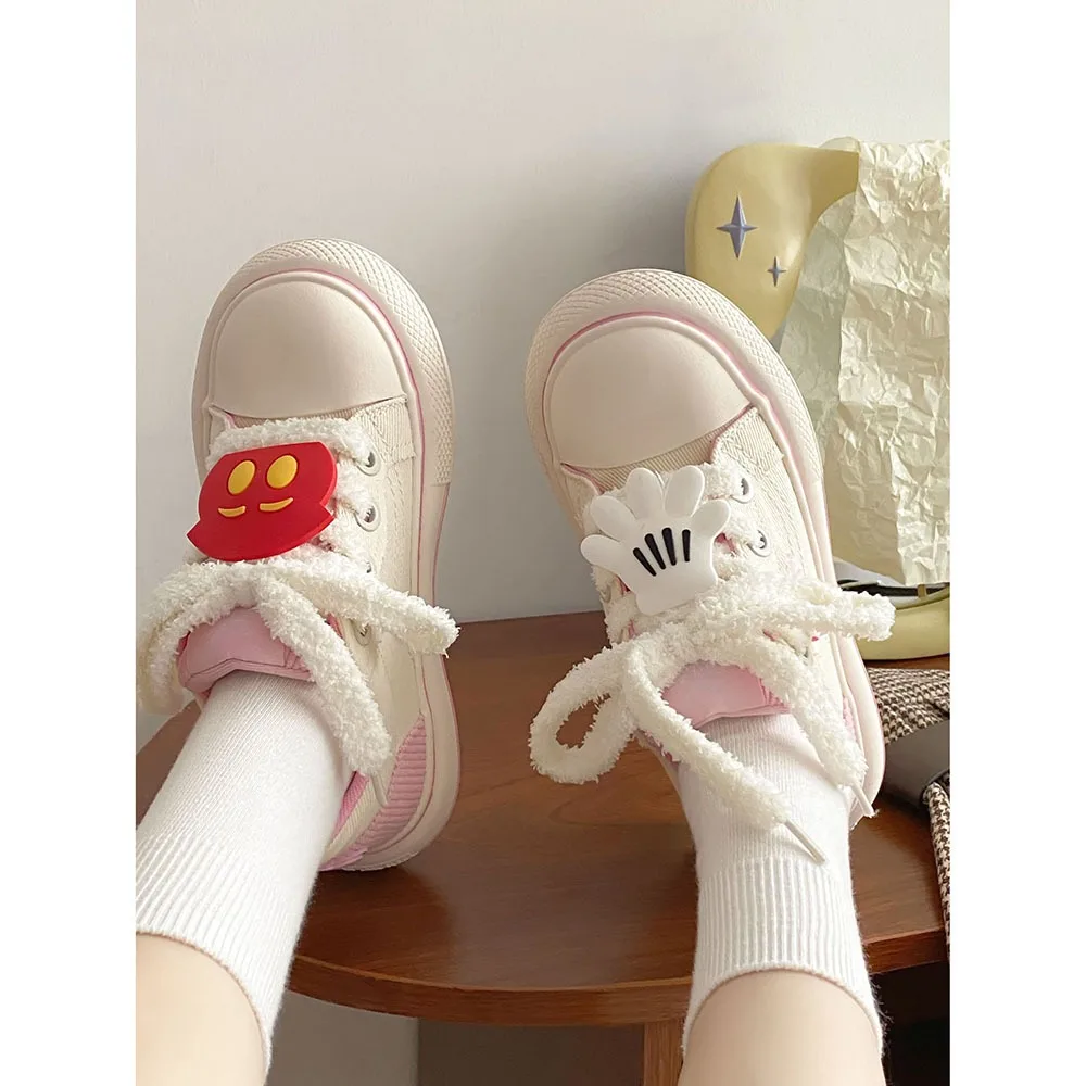 Big Head White Shoes Thick Sole 2024 New Mixed Colors Women's Casual Shoes Board Shoes Women's Canvas Shoes 24-140