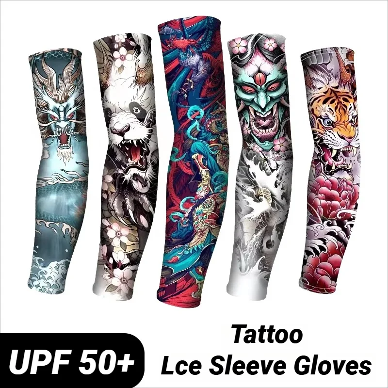 Sun Protection Sleeves Long Summer Tattoo Seamless Armguard for Outdoor Gloves Driving Ice Silk Arm Golf Cycling