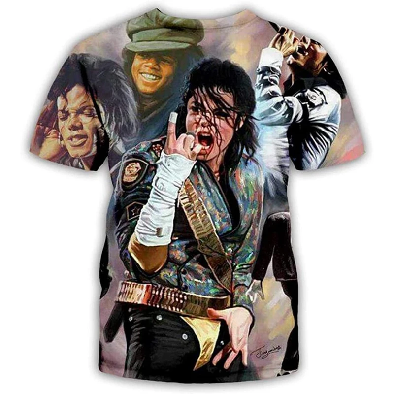 Michael Jackson hip-hop singer retro cool men Harajuku streetwear short sleeved