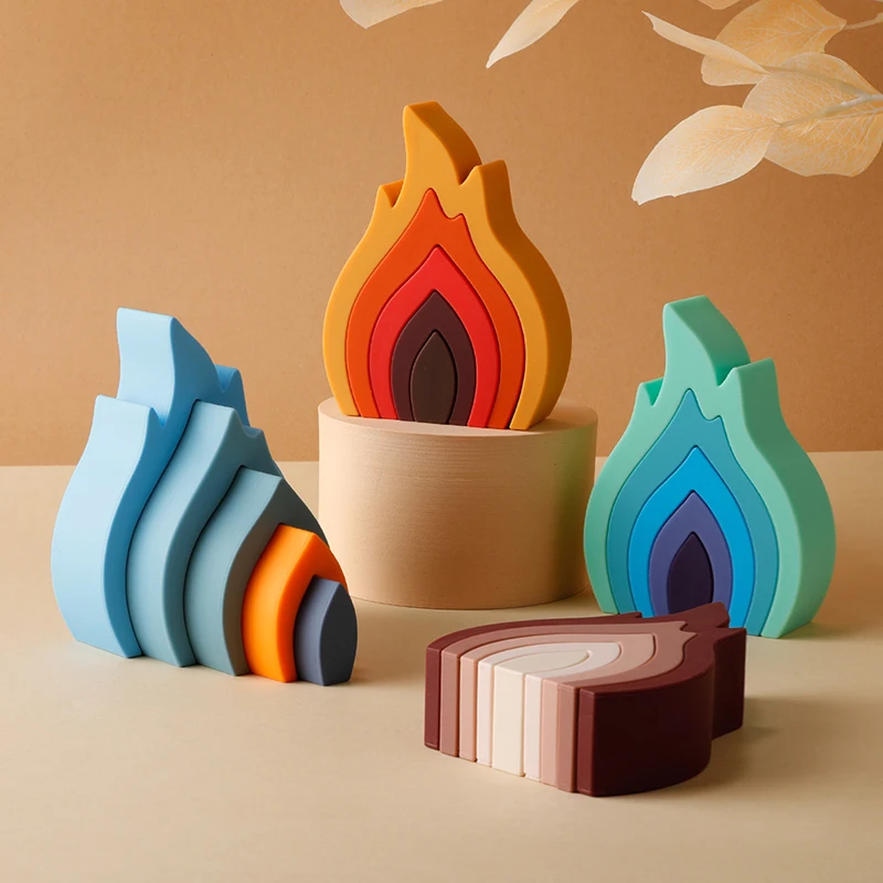 소프트 실리콘 쌓기 블록, 몬테소리 장난감, 실리콘 티더,  장난감 빌딩 블록, 1 세트