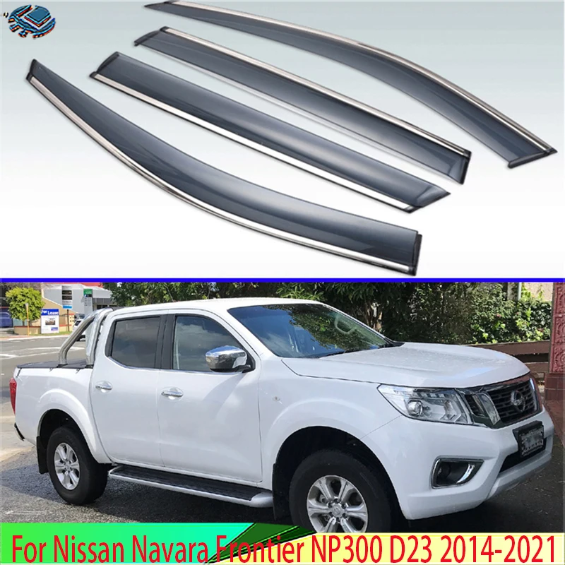 For Nissan Navara Frontier Np300 D23 2014-2021 Plastic Exterior Visor Vent Shades Window Sun Rain Guard Deflector 4Pcs 2015 2016