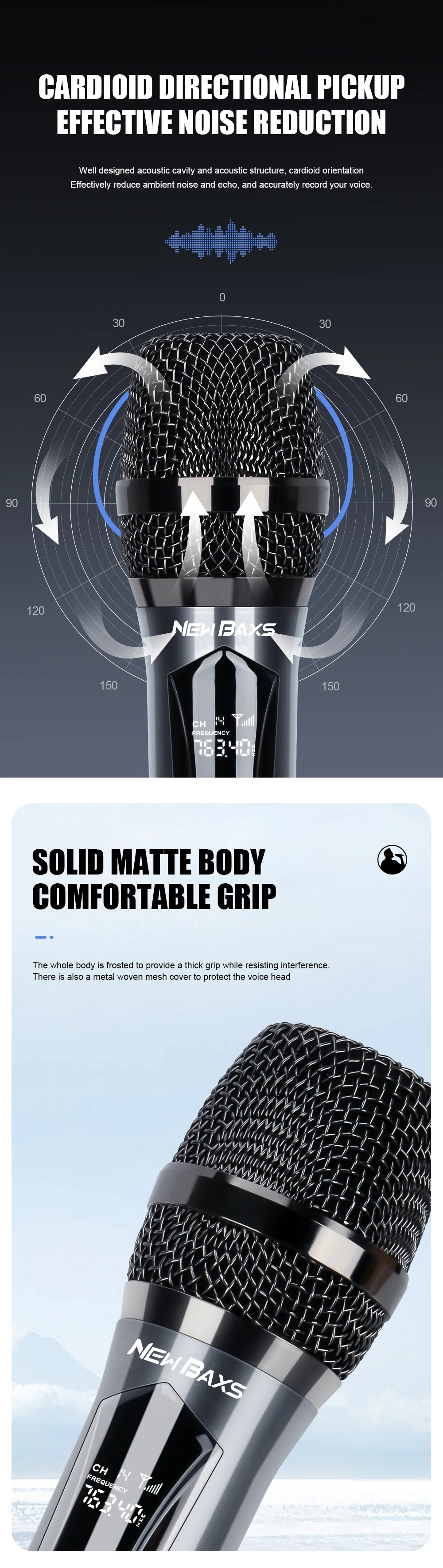 Description Picture 4 of itemWireless Microphone 2 Channels UHF NEW BAXS Dual Handheld Dynamic Karaoke Mic System 50m for Stage Church Party Speaker Meet