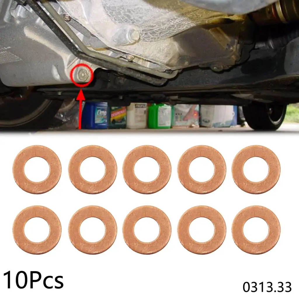10PCS Auto Engine Oil Drain Plug Gaskets For Peugeot Citroen 10X20X1.8mm Oil Pan Screw Washer 10MM Metal Washers Gasket 0313.33