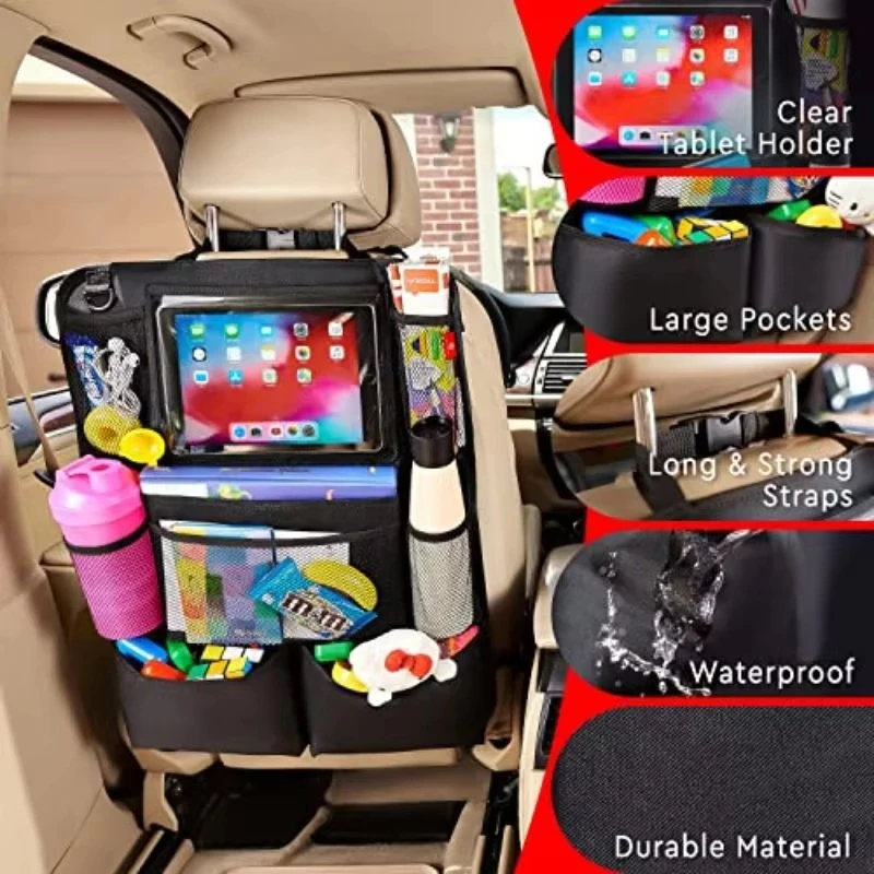 Organizer per Sedile Posteriore Auto con Supporto per Tablet Touch Screen, Tasche Portaoggetti, Protezione per Sedile Auto, Accessori Auto - Image 3