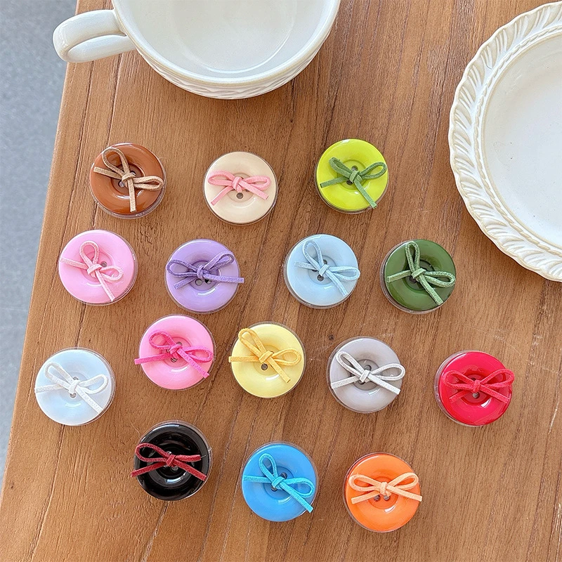 한국어 3D 귀여운 캔디 버튼 Bowknot 브래킷 전화 그립 Tok Griptok 홀더 링 아이폰 액세서리 전화 스탠드 홀더 브래킷