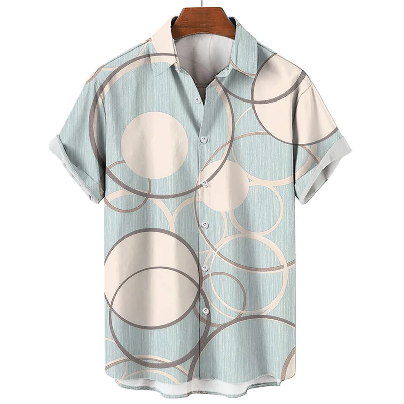 Summer Hawaiian men's Shirt Geometric Graphics 3D Printed Shirt Minimalist Design 2023 Men's Casual Top Street Short Sleeves 4