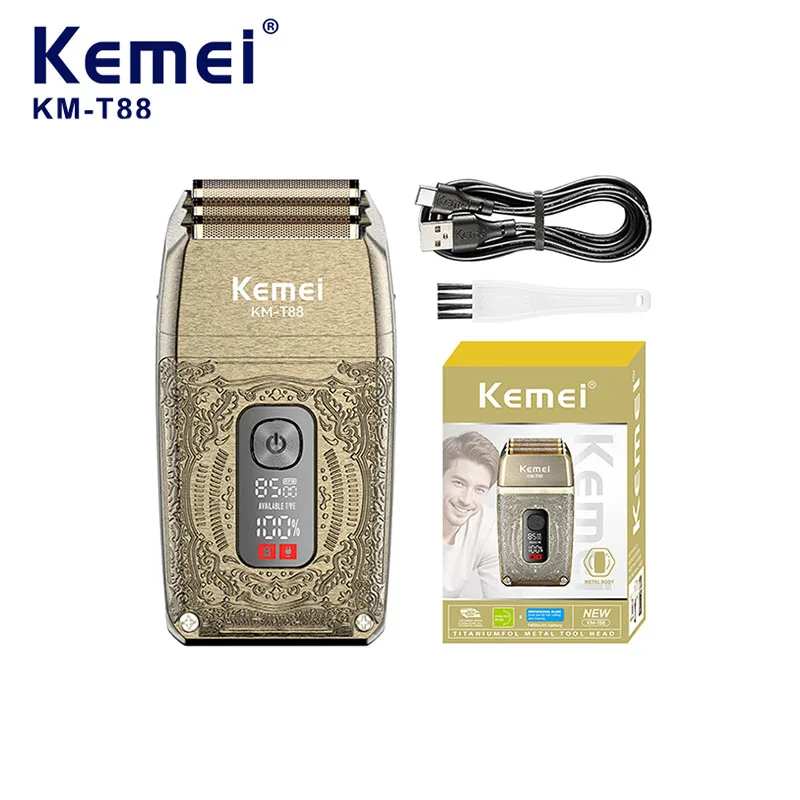 Kemei Rechargeable Shaver Machine Men Electric Shaver Waterproof Barber Professional Style Craft Hair Cutting Beard Trimmer T88