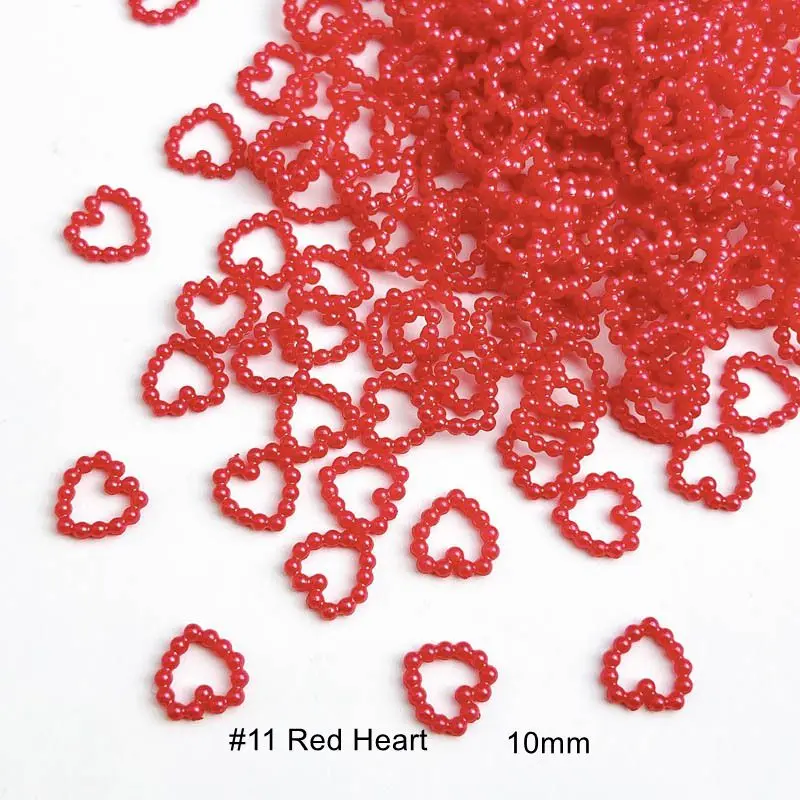 Elegant Pearl Heart Nail Art Charms Set - 50 Pieces 3D Decorative Beads and Rhinestones