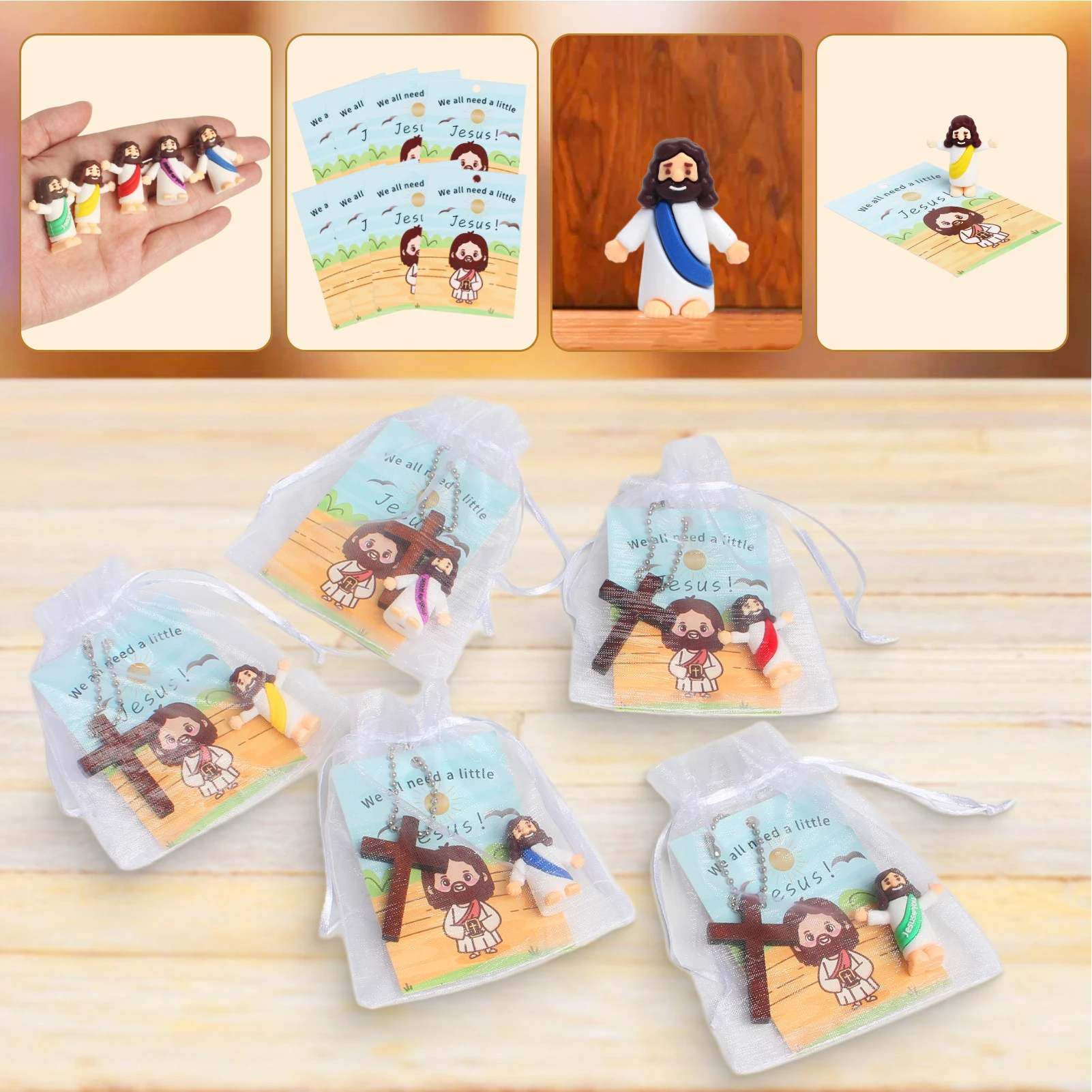 Jesus Figurines With Card 20pieces Religious Figures Doll Jesus Greeting Card Tiny Collectible Figurines Party Favors With Card