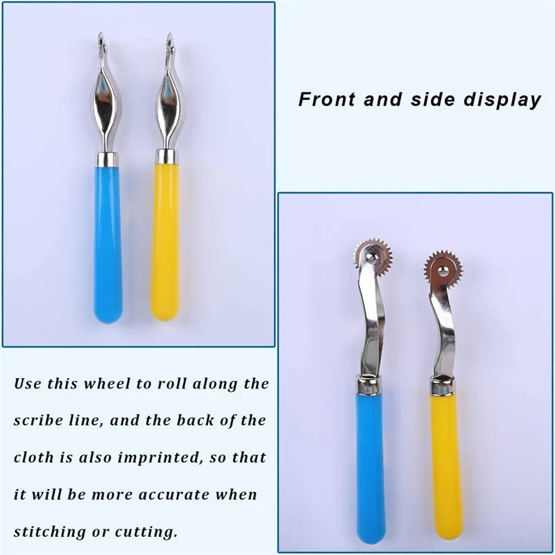 Description Picture 5 of itemLeather Sewing Stitch Roulette Marker Tracing Wheel Sewing Tool Sets Practical Wood Handle Wheel Tool for Leathercraft