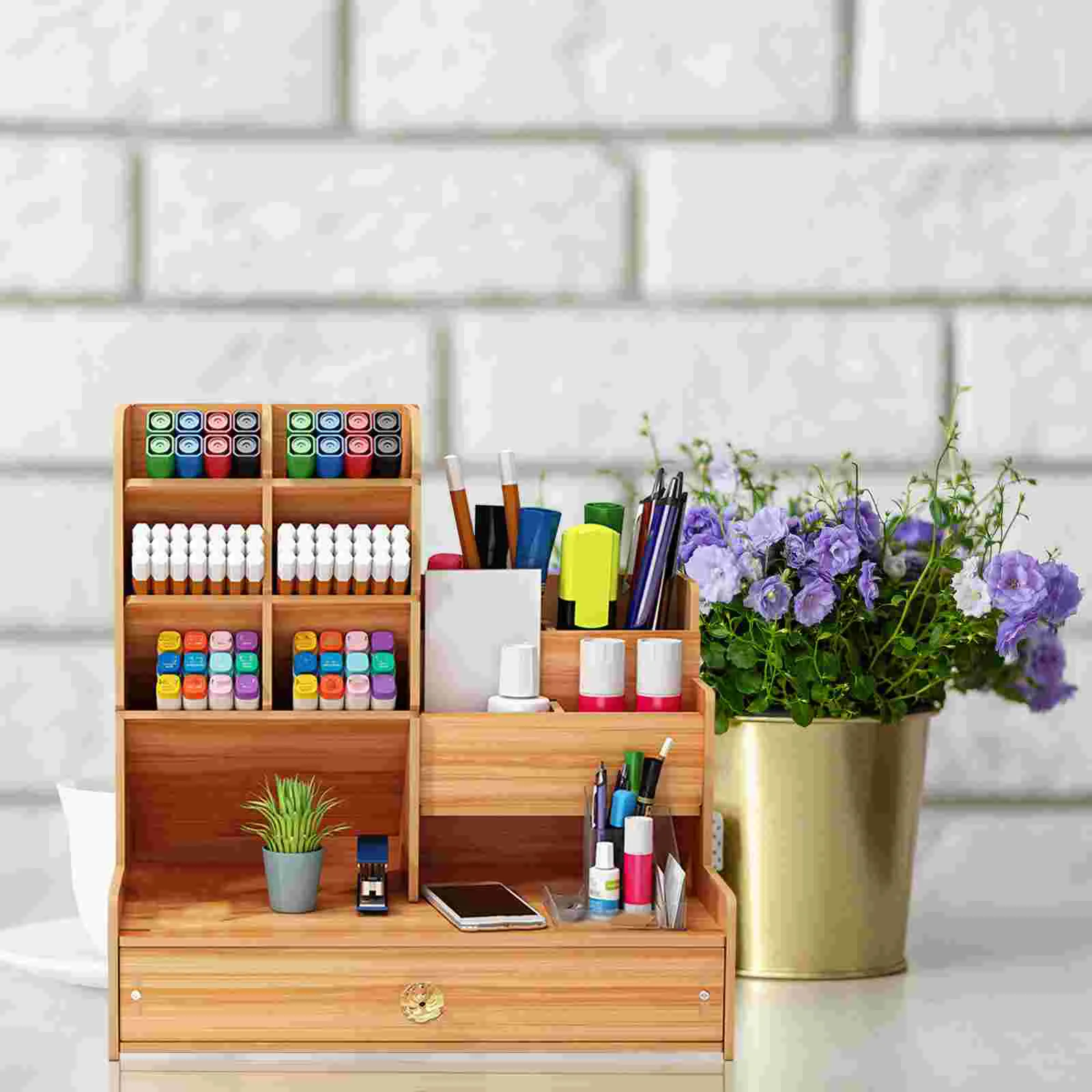 

Wooden Kids Organizer For Office Supplies Organizer Household Pencil Organizer Multi-Function Table Organizer