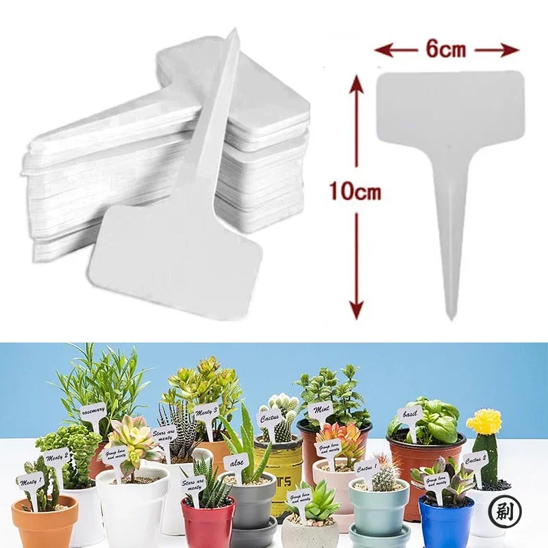 50pcs T-Type Plant Label Markers Waterproof PVC Garden Plants Classification