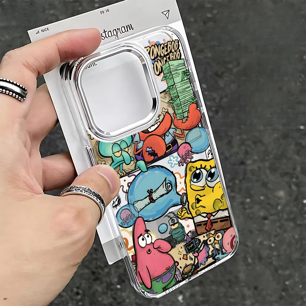 Fun S-SpongeBobs Pinch Butt Phone Case For iPhone 17 16e 16 15 14 13 12 11 mini Pro Max X XR XSMAX 8 7 Air Plus Clear Soft Cover