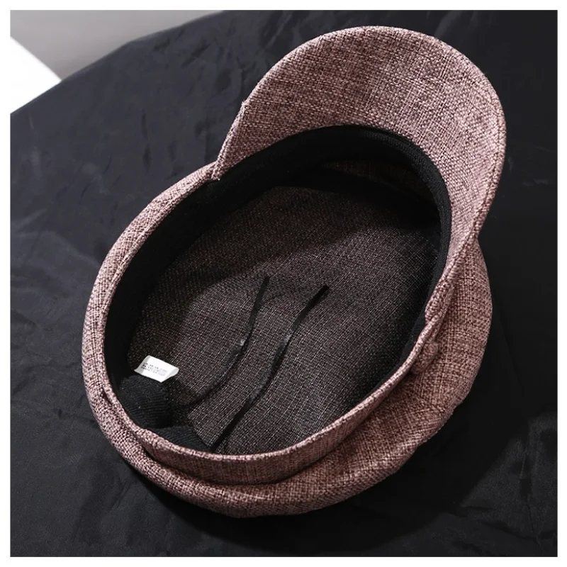 Ladies Female Retro Casual Flat Military Cap Cotton Linen Newspaper Boy Hat Ladies Octagonal Flat Cap Sun Hat