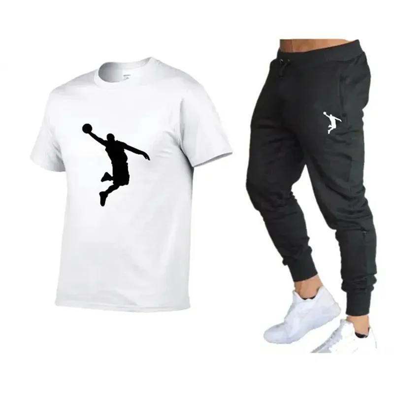 Men's T-shirt and jogging pants set, hip-hop jacket, casual brand, that is, hot summer