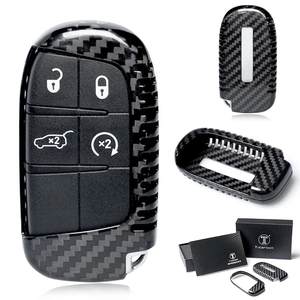 

Carbon Fiber Car Remote Fob Key Case Cover For Jeep Dodge Cherokee Renegade
