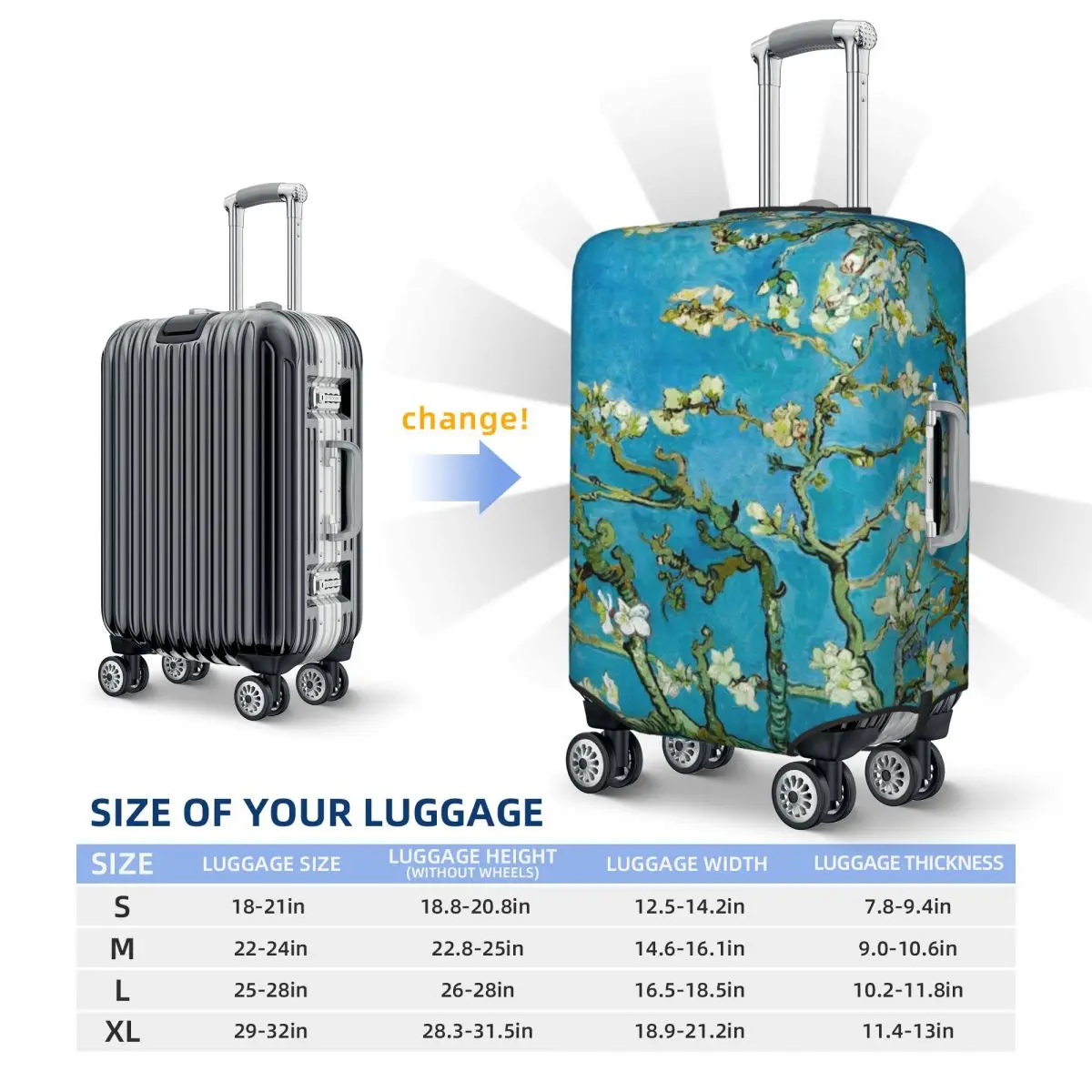 Almond Blossom Suitcase Cover Vincent Van Gogh Travel Protector Holiday Useful Luggage Case 6